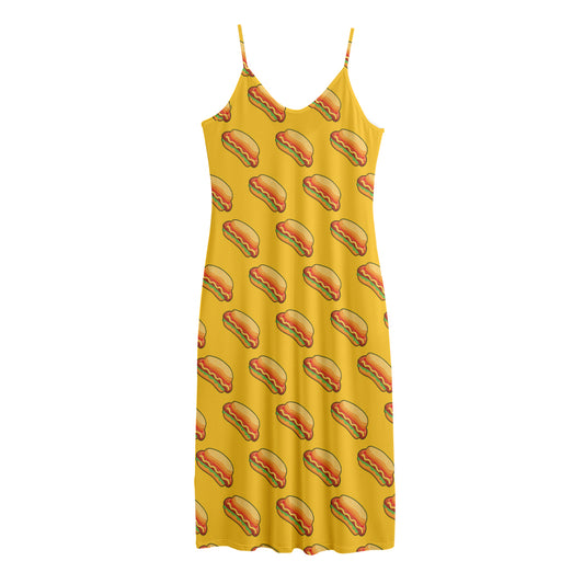 Colorful Hot Dog Pattern Print Jersey Midi Cami Dress