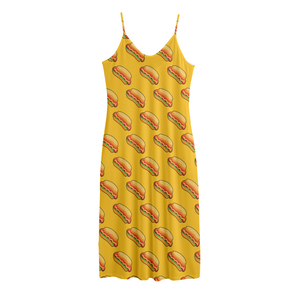 Colorful Hot Dog Pattern Print Jersey Midi Cami Dress