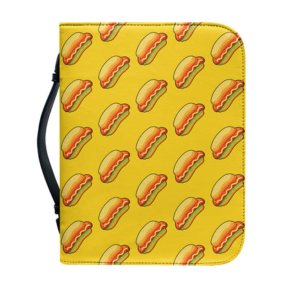 Colorful Hot Dog Pattern Print Leather Bible Cover