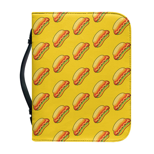 Colorful Hot Dog Pattern Print Leather Bible Cover