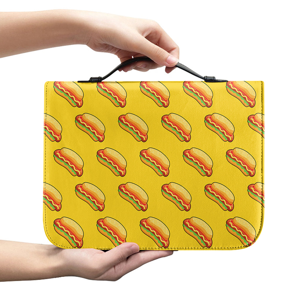 Colorful Hot Dog Pattern Print Leather Bible Cover
