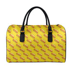 Colorful Hot Dog Pattern Print Leather Duffle Bag