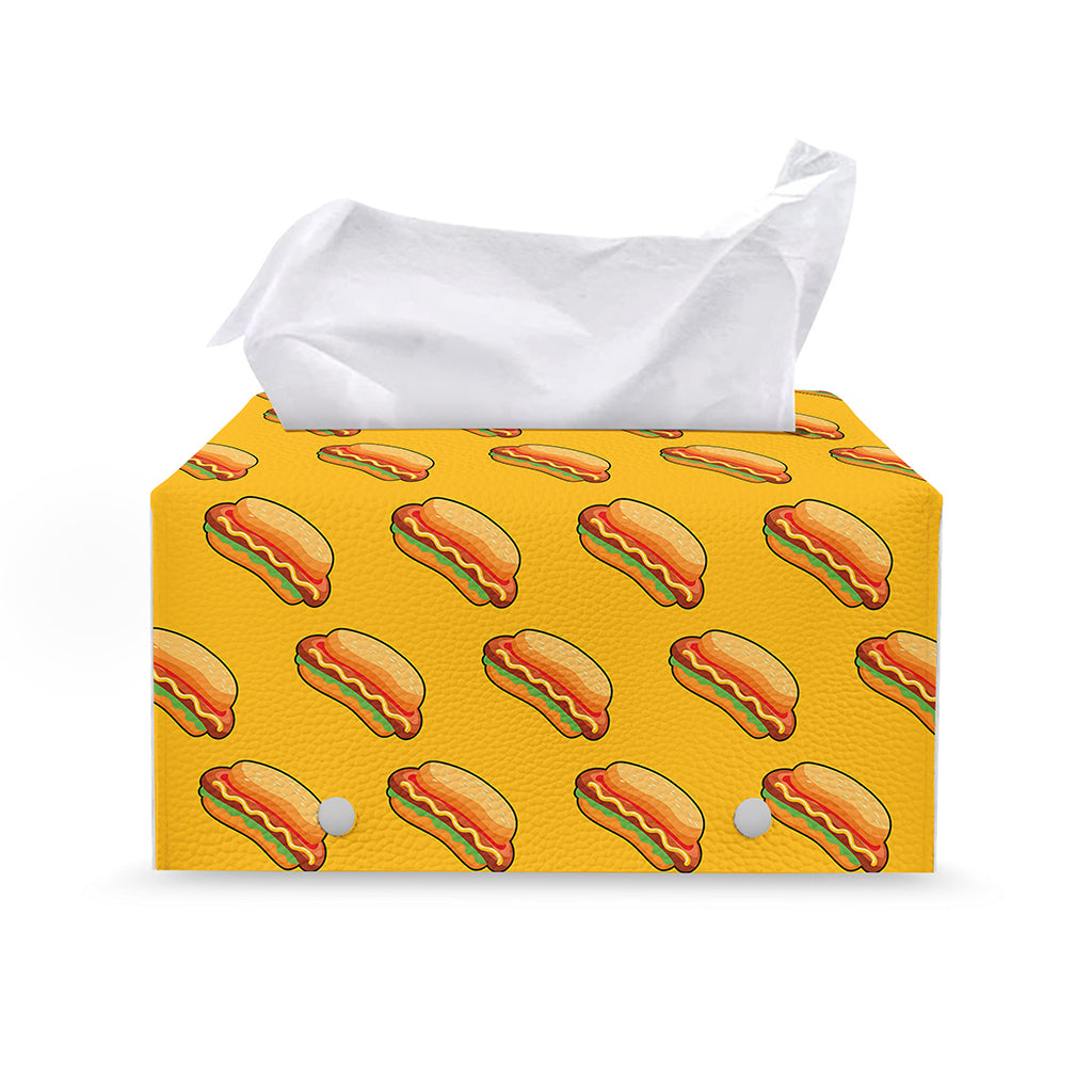 Colorful Hot Dog Pattern Print Leather Tissue Box Cover