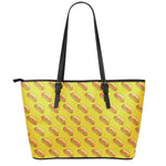Colorful Hot Dog Pattern Print Leather Tote Bag