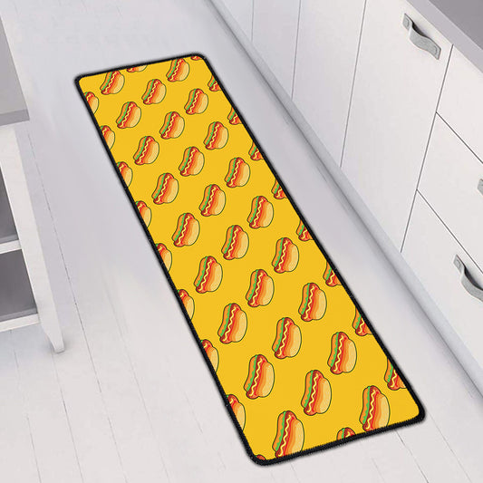 Colorful Hot Dog Pattern Print Long Kitchen Mat