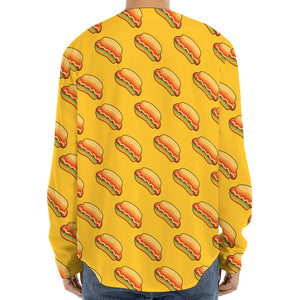 Colorful Hot Dog Pattern Print Long Sleeve Baseball Jersey