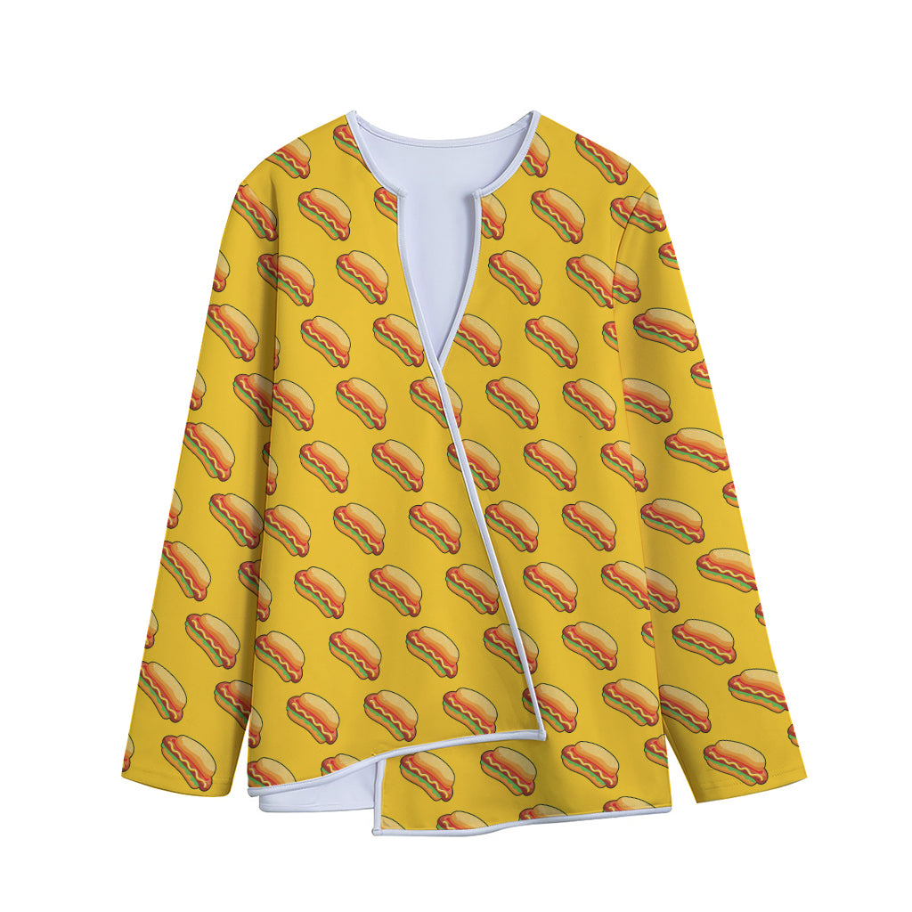 Colorful Hot Dog Pattern Print Long Sleeve Short Coat