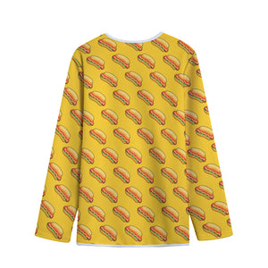 Colorful Hot Dog Pattern Print Long Sleeve Short Coat