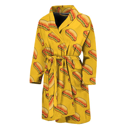 Colorful Hot Dog Pattern Print Men's Bathrobe