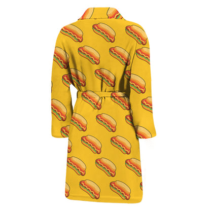 Colorful Hot Dog Pattern Print Men's Bathrobe