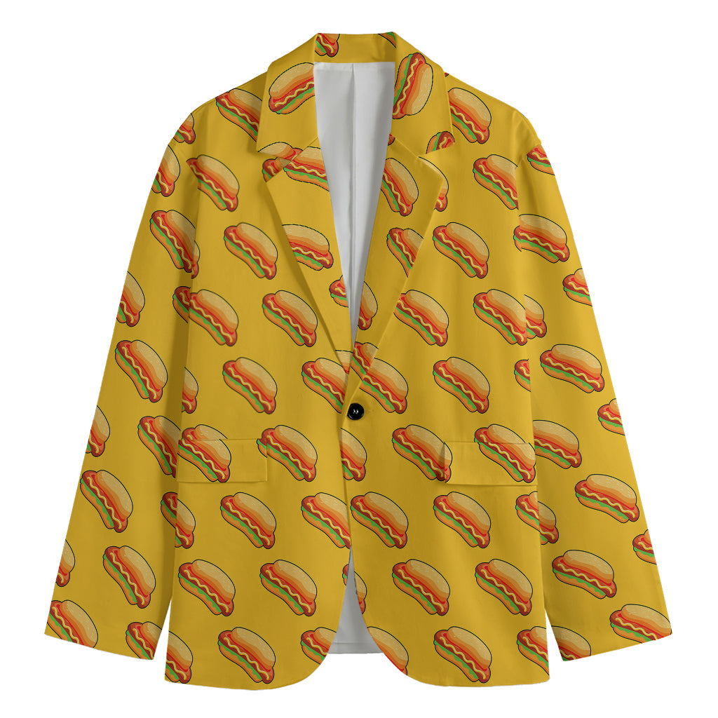 Colorful Hot Dog Pattern Print Men's Blazer