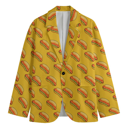 Colorful Hot Dog Pattern Print Men's Blazer