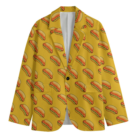 Colorful Hot Dog Pattern Print Men's Blazer