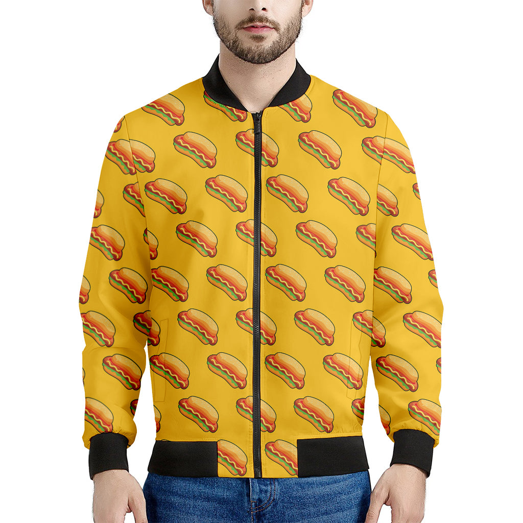Colorful Hot Dog Pattern Print Men's Bomber Jacket