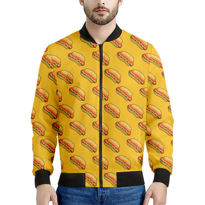 Colorful Hot Dog Pattern Print Men's Bomber Jacket