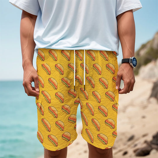 Colorful Hot Dog Pattern Print Men's Cargo Shorts