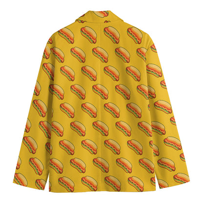 Colorful Hot Dog Pattern Print Men's Cotton Blazer
