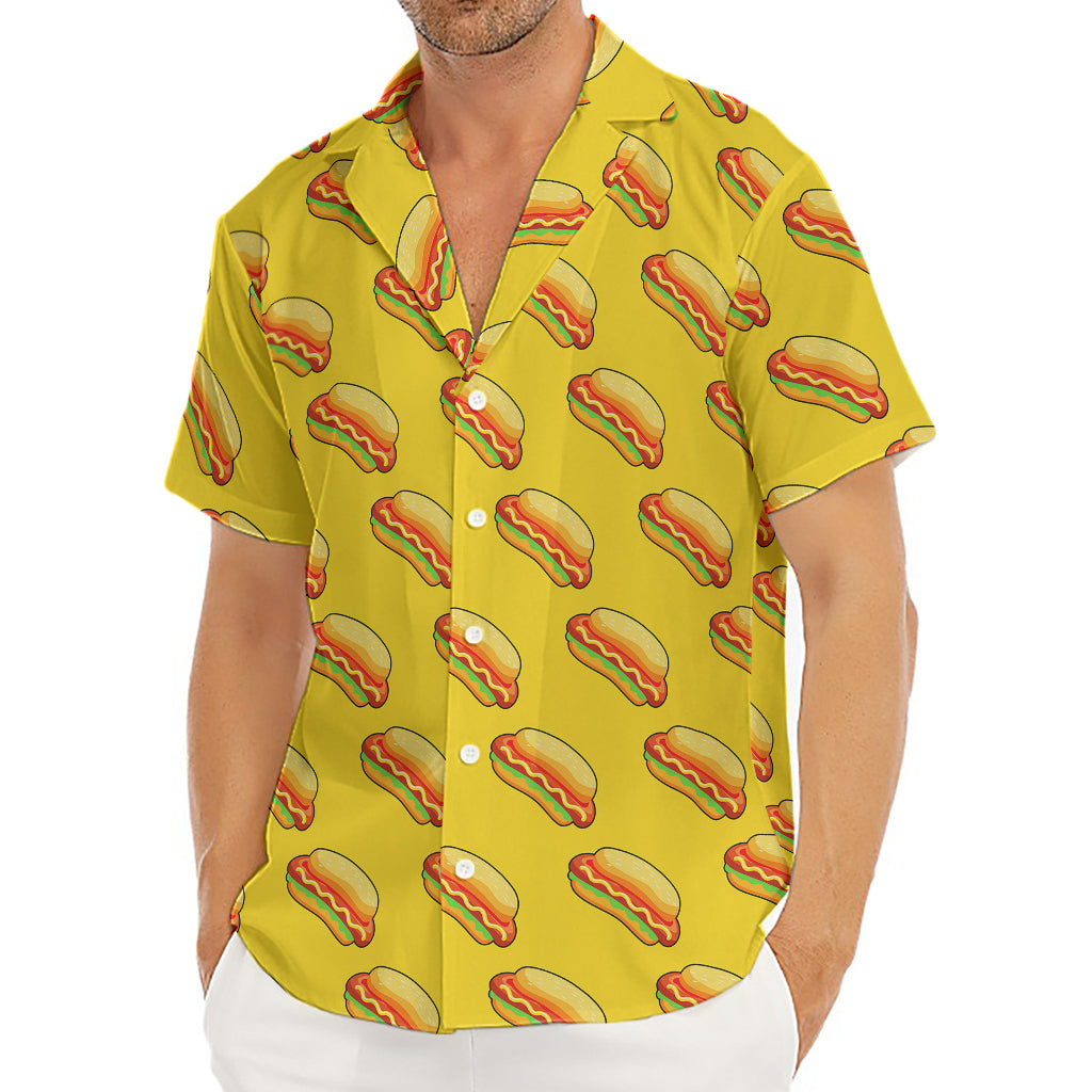 Colorful Hot Dog Pattern Print Men's Deep V-Neck Shirt