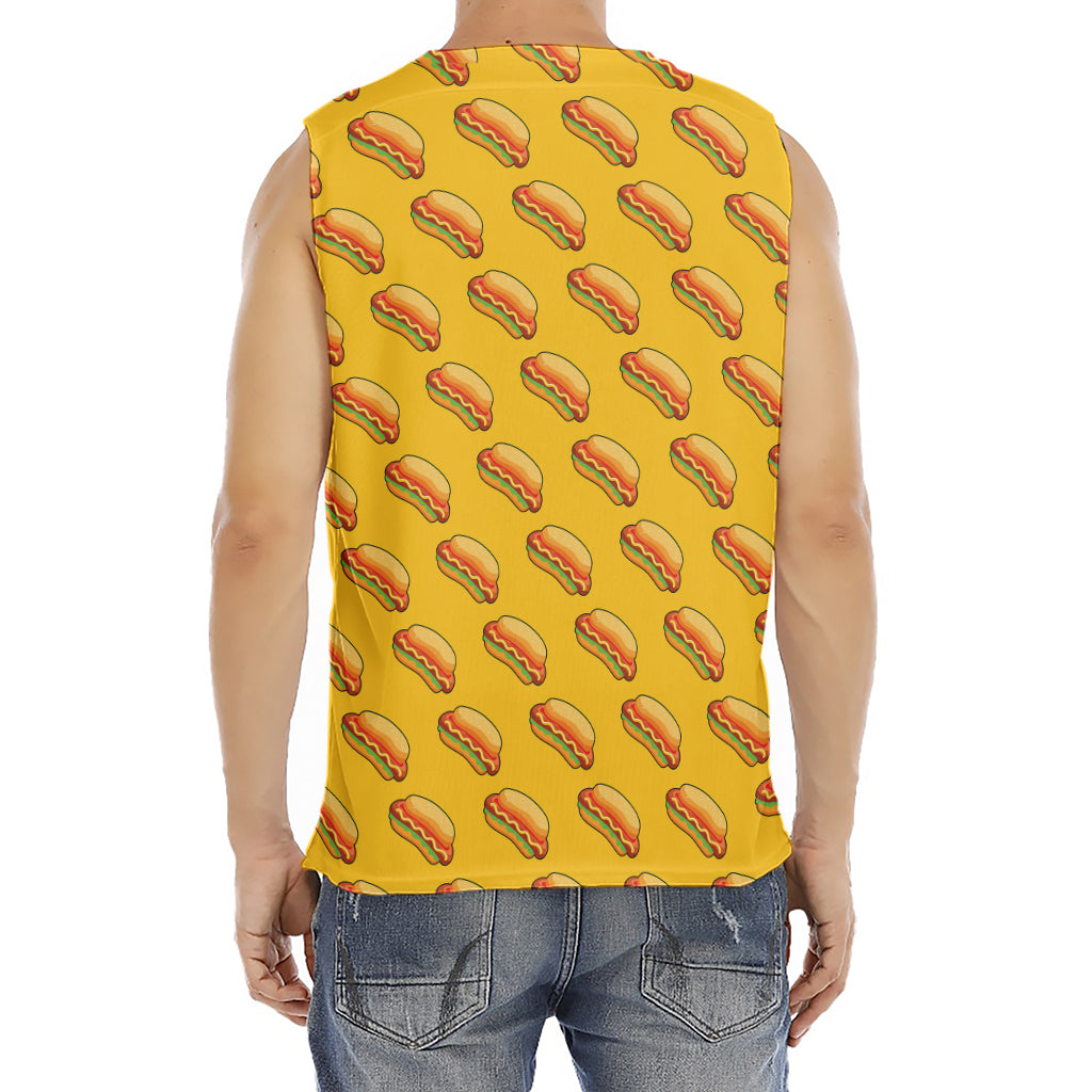 Colorful Hot Dog Pattern Print Men's Fitness Tank Top