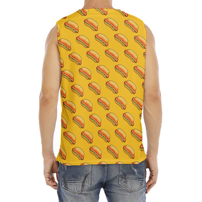 Colorful Hot Dog Pattern Print Men's Fitness Tank Top