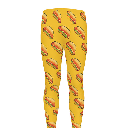Colorful Hot Dog Pattern Print Men's leggings