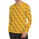 Colorful Hot Dog Pattern Print Men's Long Sleeve Rash Guard
