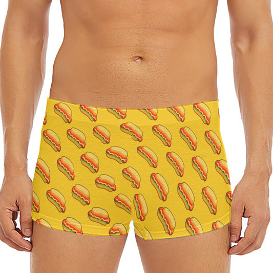 Colorful Hot Dog Pattern Print Men's Short Boxer Briefs