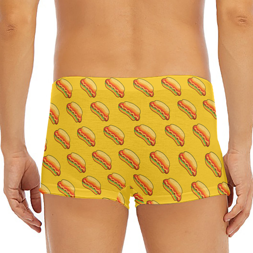 Colorful Hot Dog Pattern Print Men's Short Boxer Briefs