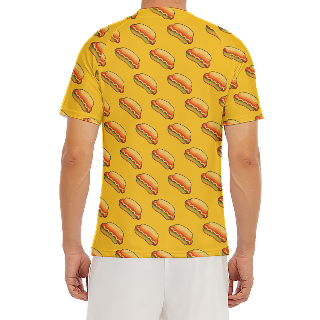 Colorful Hot Dog Pattern Print Men's Short Sleeve Rash Guard