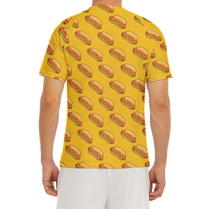 Colorful Hot Dog Pattern Print Men's Short Sleeve Rash Guard