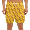 Colorful Hot Dog Pattern Print Men's Split Running Shorts