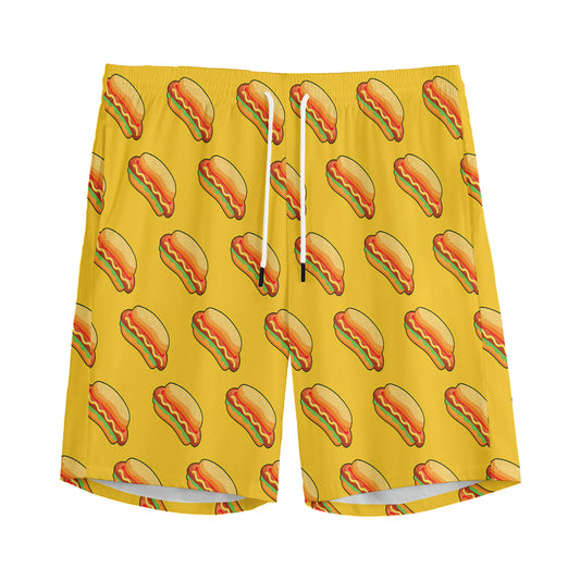 Colorful Hot Dog Pattern Print Men's Sports Shorts