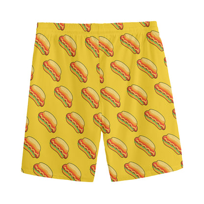 Colorful Hot Dog Pattern Print Men's Sports Shorts