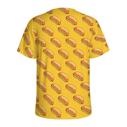Colorful Hot Dog Pattern Print Men's Sports T-Shirt