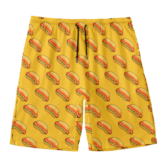 Colorful Hot Dog Pattern Print Men's Swim Trunks