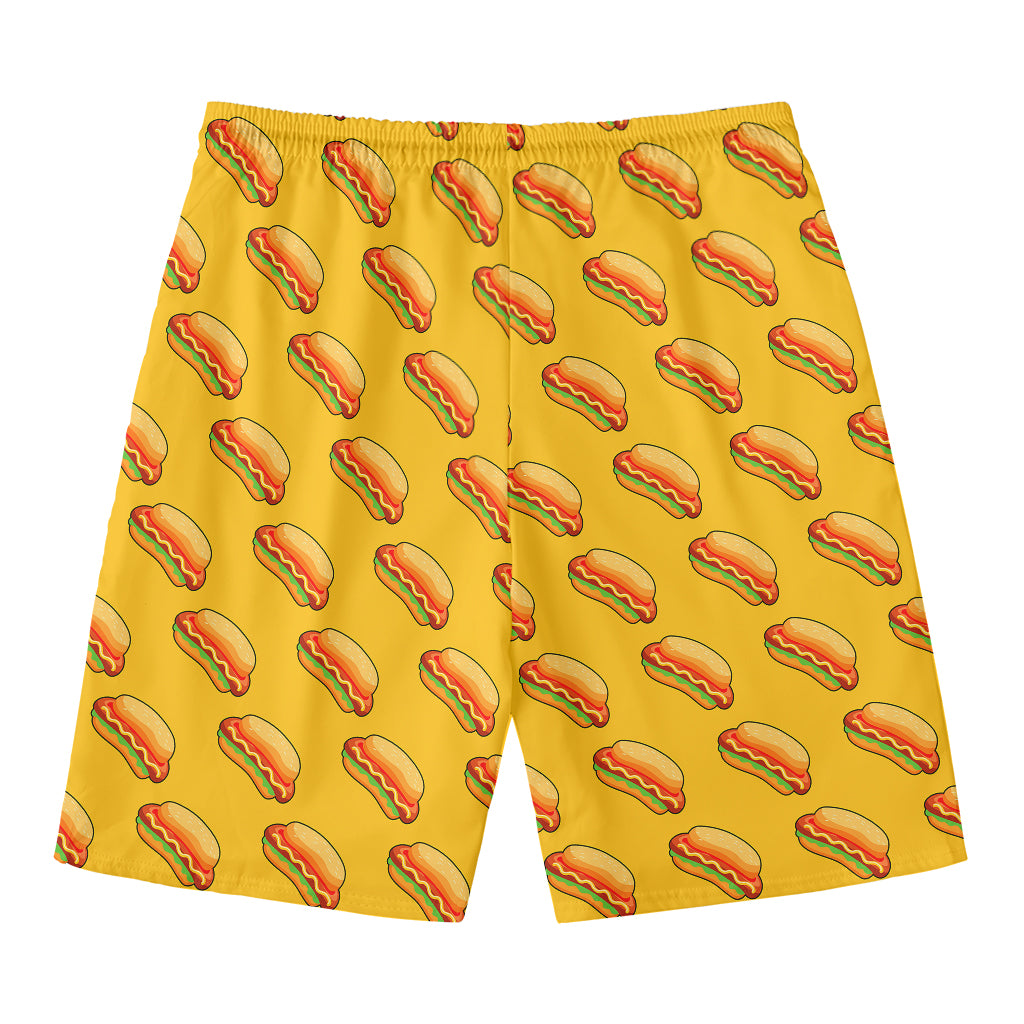 Colorful Hot Dog Pattern Print Men's Swim Trunks