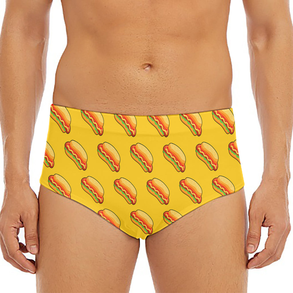 Colorful Hot Dog Pattern Print Men's Triangle Swim Briefs