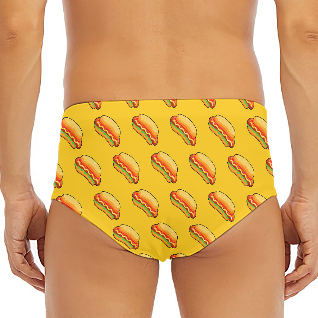 Colorful Hot Dog Pattern Print Men's Triangle Swim Briefs