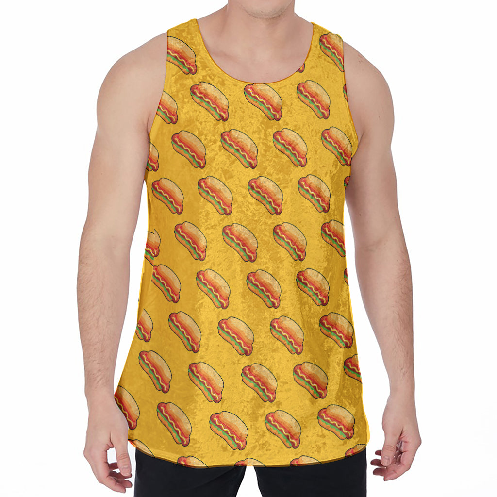Colorful Hot Dog Pattern Print Men's Velvet Tank Top