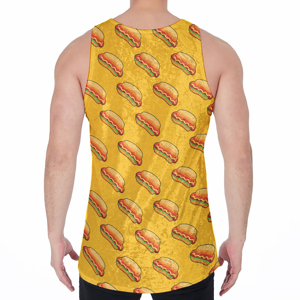 Colorful Hot Dog Pattern Print Men's Velvet Tank Top