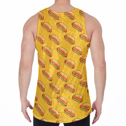 Colorful Hot Dog Pattern Print Men's Velvet Tank Top