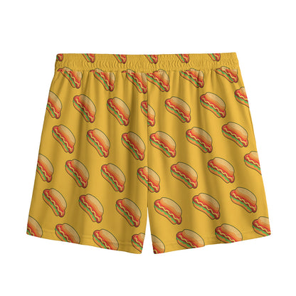 Colorful Hot Dog Pattern Print Mesh Shorts