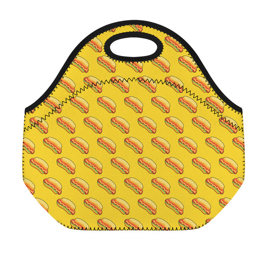 Colorful Hot Dog Pattern Print Neoprene Lunch Bag