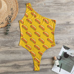 Colorful Hot Dog Pattern Print One Shoulder Bodysuit