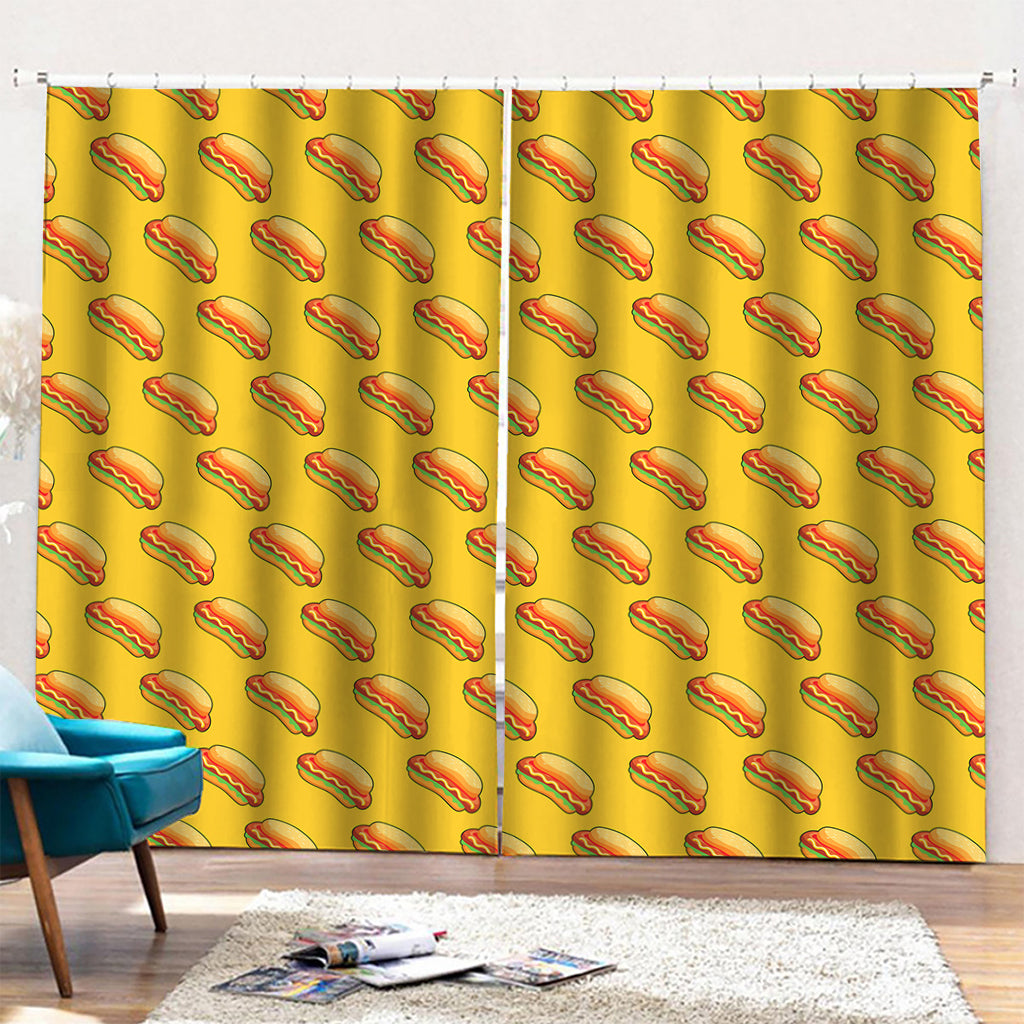 Colorful Hot Dog Pattern Print Pencil Pleat Curtains