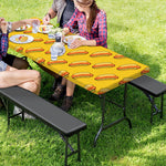 Colorful Hot Dog Pattern Print Picnic Table Cover