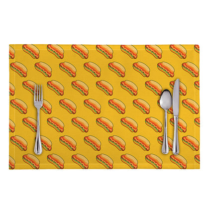 Colorful Hot Dog Pattern Print Placemat