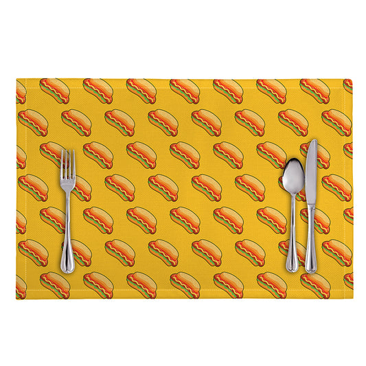 Colorful Hot Dog Pattern Print Placemat