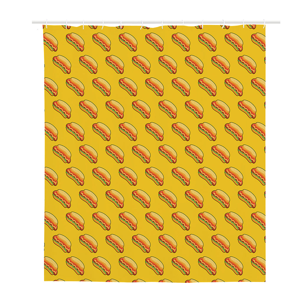 Colorful Hot Dog Pattern Print Polyester Shower Curtain