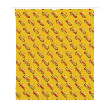 Colorful Hot Dog Pattern Print Polyester Shower Curtain